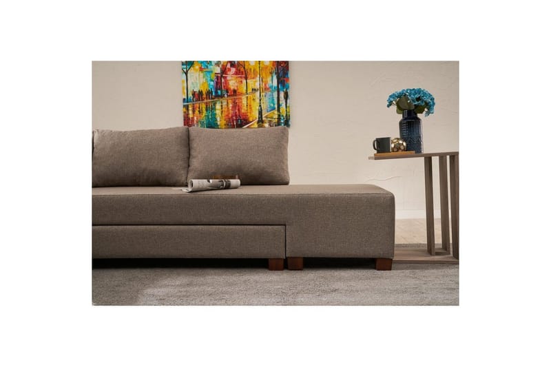 Hjørnesovesofa Iroulport Arzilla Høyre Brun - Brun - Møbler - Sofaer - Sovesofaer