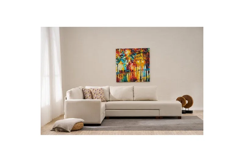 Hjørnesovesofa Iroulport Arzilla Høyre Krem - Krem - Møbler - Sofaer - Sovesofaer