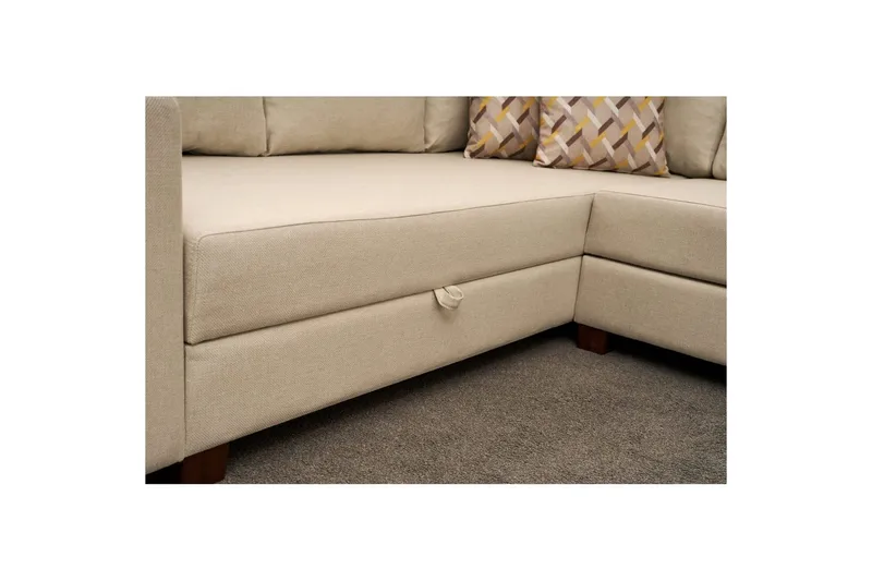 Hjørnesovesofa Iroulport Arzilla Høyre Krem - Krem - Møbler - Sofaer - Sovesofaer