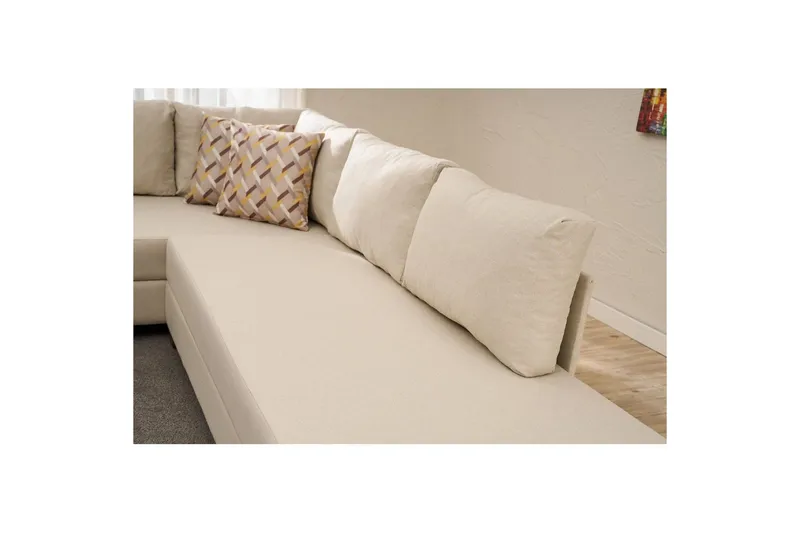 Hjørnesovesofa Iroulport Arzilla Høyre Krem - Krem - Møbler - Sofaer - Sovesofaer