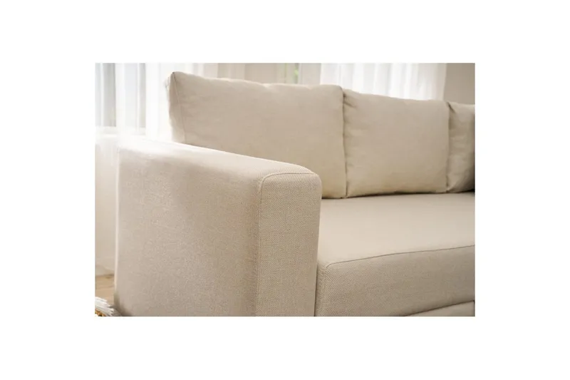 Hjørnesovesofa Iroulport Arzilla Høyre Krem - Krem - Møbler - Sofaer - Sovesofaer