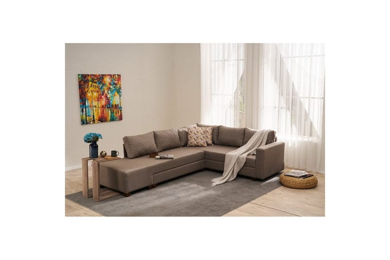 Hjørnesovesofa Iroulport Arzilla Venstre Brun - Brun - Møbler - Sofaer - Sovesofaer