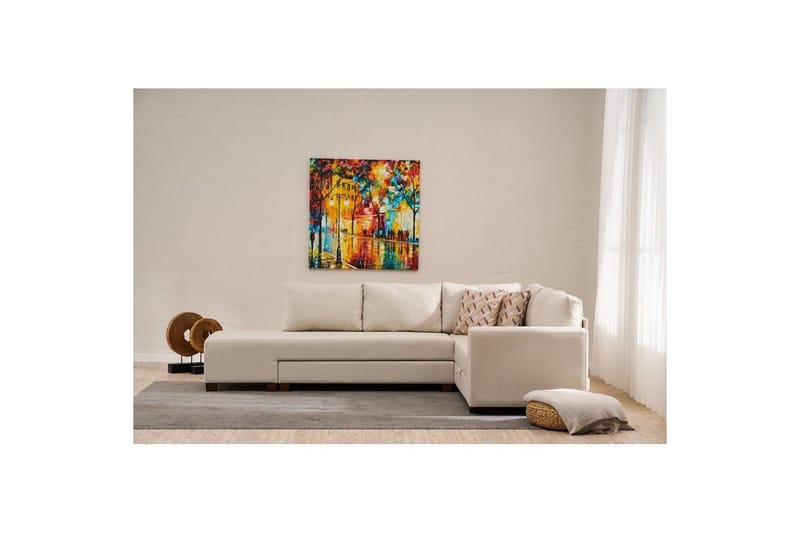 Hjørnesovesofa Iroulport Arzilla Venstre Krem - Krem - Møbler - Sofaer - Sovesofaer