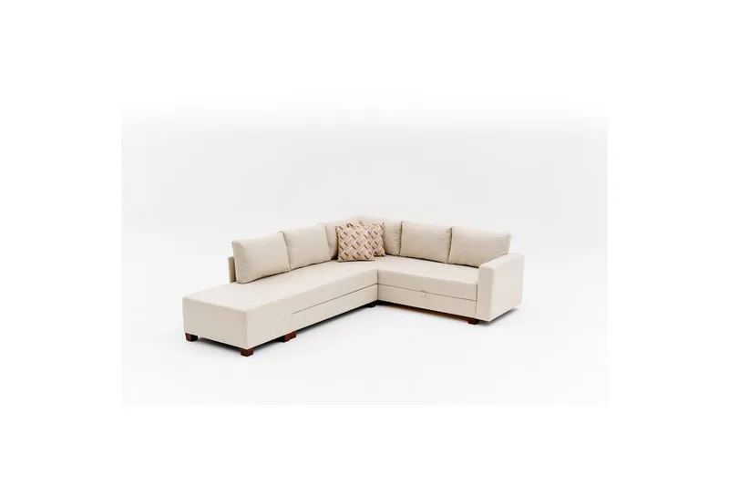 Hjørnesovesofa Iroulport Arzilla Venstre Krem - Krem - Møbler - Sofaer - Sovesofaer