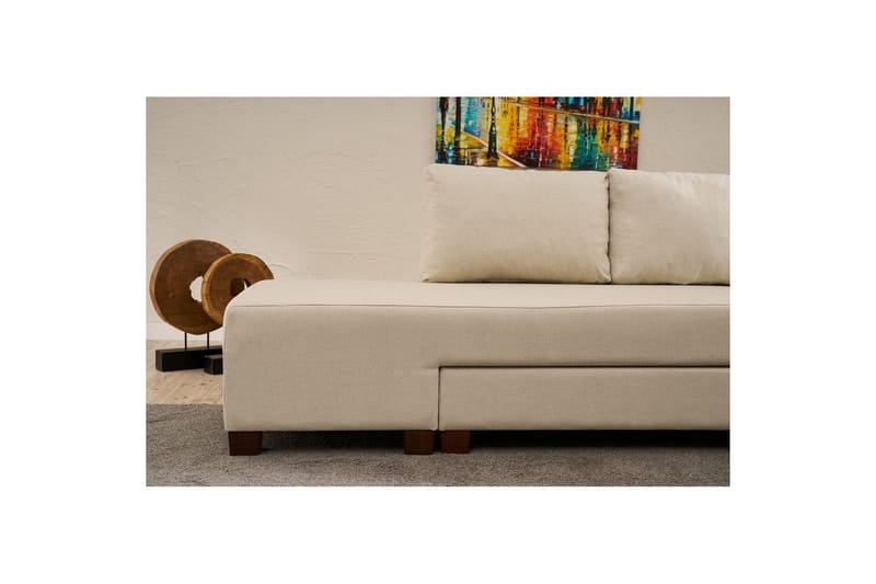 Hjørnesovesofa Iroulport Arzilla Venstre Krem - Krem - Møbler - Sofaer - Sovesofaer