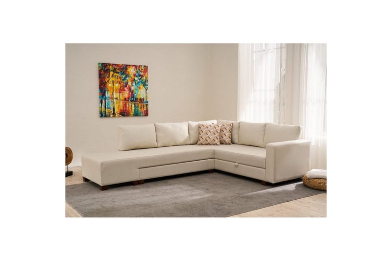 Hjørnesovesofa Iroulport Arzilla Venstre Krem - Krem - Møbler - Sofaer - Sovesofaer