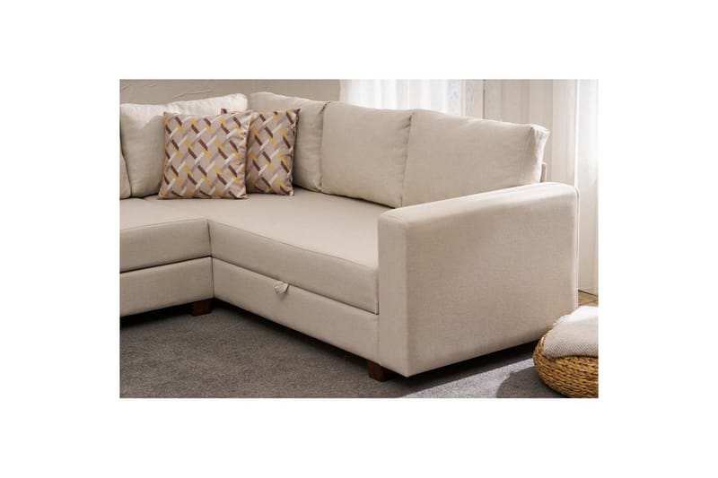 Hjørnesovesofa Iroulport Arzilla Venstre Krem - Krem - Møbler - Sofaer - Sovesofaer