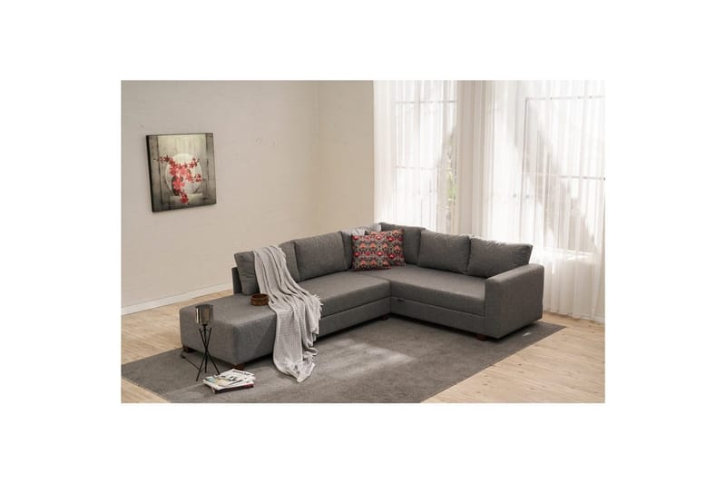 Hjørnesovesofa Iroulport Høyre Grå - Grå - Møbler - Sofaer - Sovesofaer