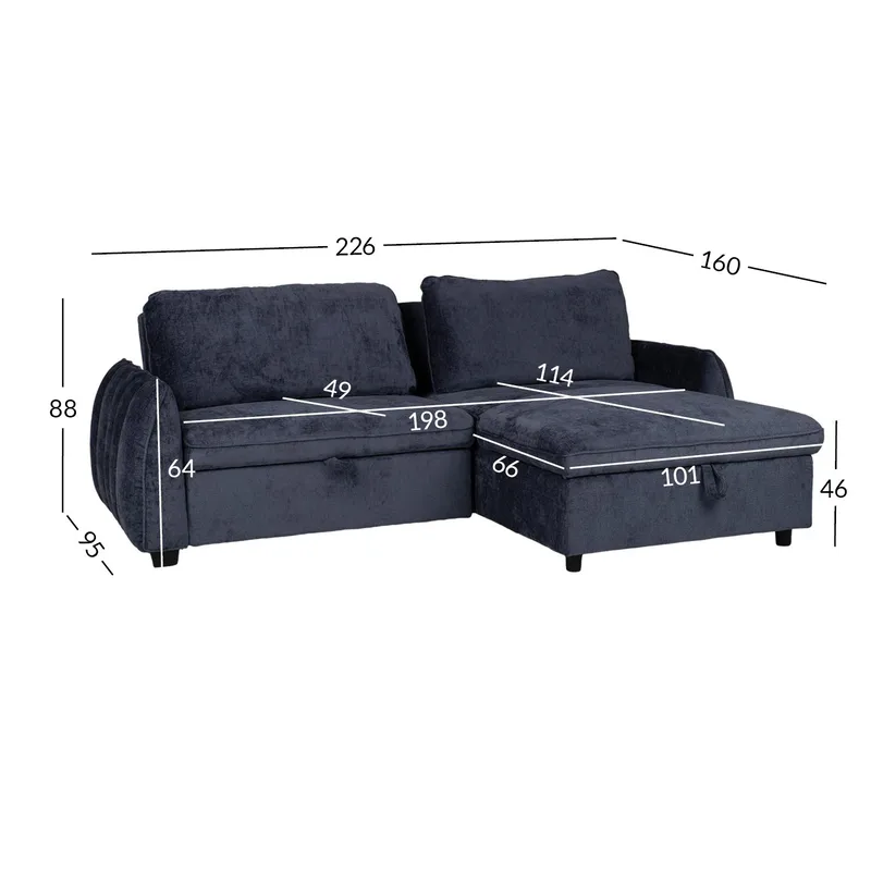 Hjørnesovesofa Klevor - Blå - Møbler - Sofaer - Sovesofaer
