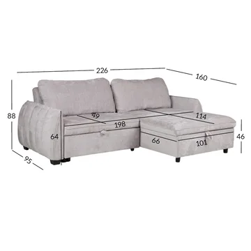 Hjørnesovesofa Klevor - Lys grå - Møbler - Sofaer - Sovesofaer