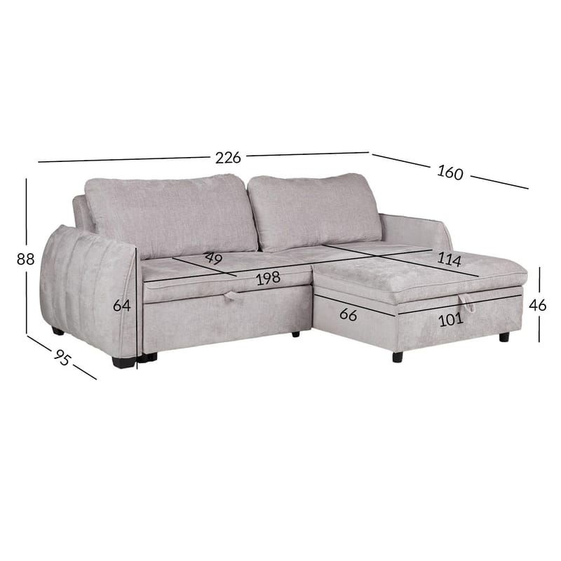 Hjørnesovesofa Klevor - Lys grå - Møbler - Sofaer - Sovesofaer