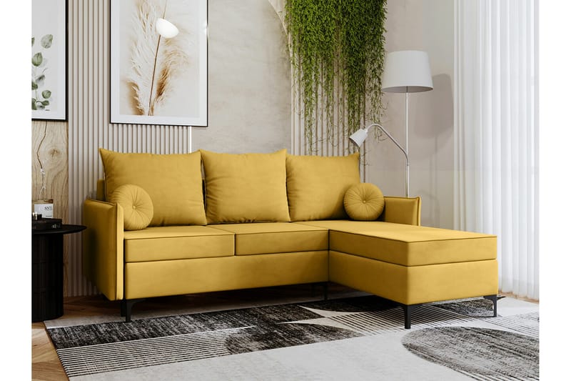 Knocklong 3-seters Hjørnesovesofa - Gul - Møbler - Sofaer - Sovesofaer