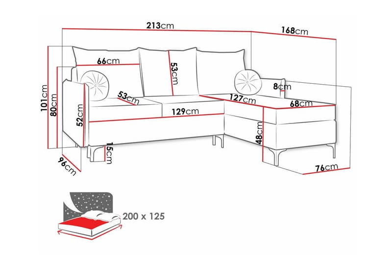 Knocklong 3-seters Hjørnesovesofa - Gul - Møbler - Sofaer - Sovesofaer