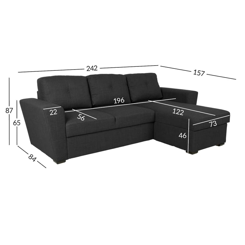 Hjørnesovesofa Korsvik - Mørk grå - Møbler - Sofaer - Sovesofaer