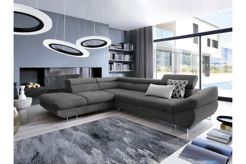 Hjørnesovesofa - Mørkegrå - Møbler - Sofaer - Sovesofaer