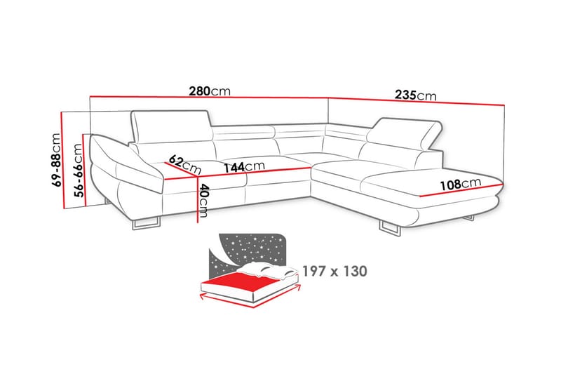 Hjørnesovesofa - Mørkegrå - Møbler - Sofaer - Sovesofaer