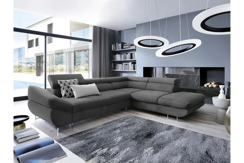 Hjørnesovesofa - Mørkegrå - Møbler - Sofaer - Sovesofaer