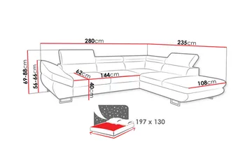 Hjørnesovesofa - Mørkegrå - Møbler - Sofaer - Sovesofaer