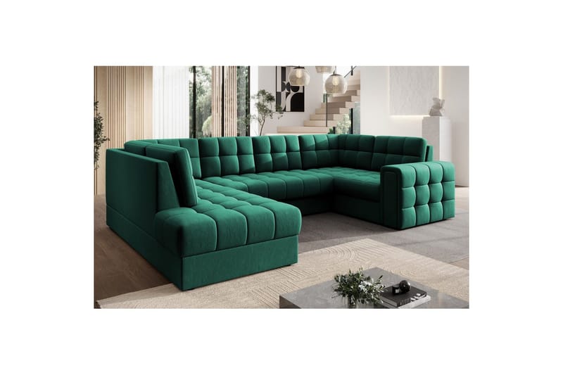 Seksjon Eltap Blewett 299x198x82 cm - Lukso 35, Grønn, Venstre - Møbler - Sofaer - Sovesofaer - Hjørnesovesofa
