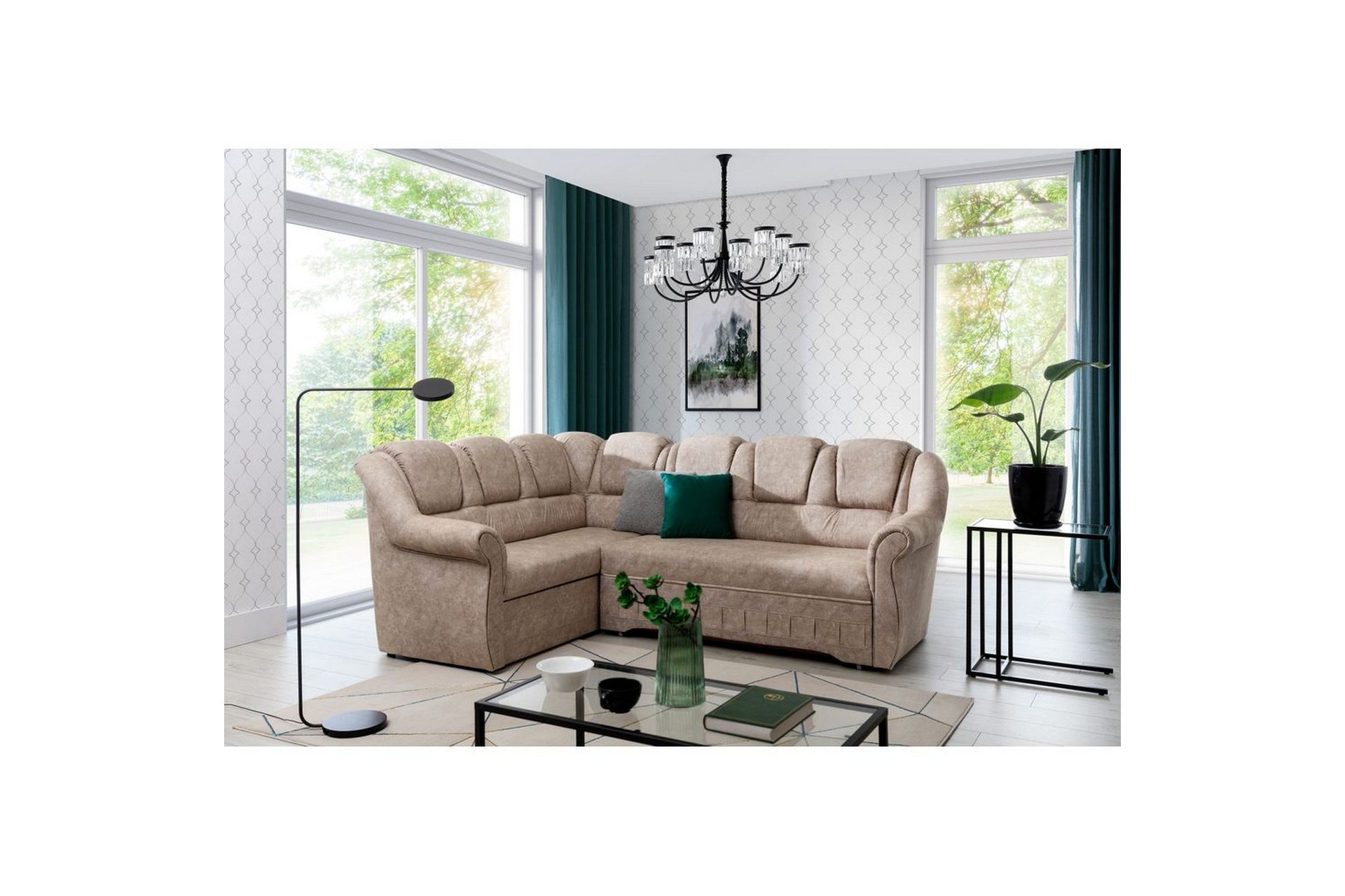 Seksjonssofa Eltap Lord II 243x195x112 cm - Dora 21, Beige, Venstre