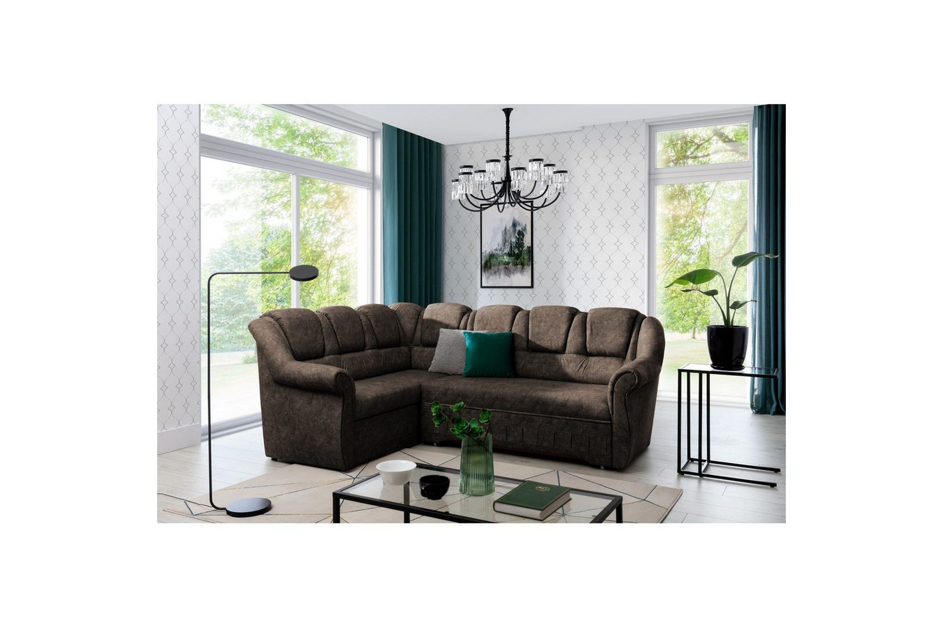 Seksjonssofa Eltap Lord II 243x195x112 cm - Dora 28, Mørkebrun, Venstre
