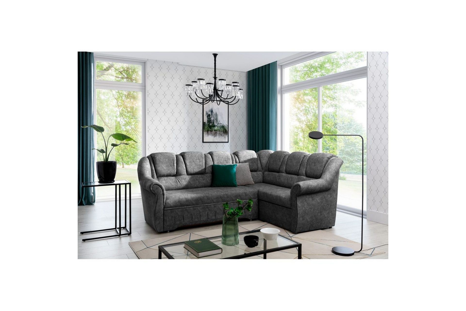 Seksjonssofa Eltap Lord II 243x195x112 cm - Dora 90, Grå, Høyre