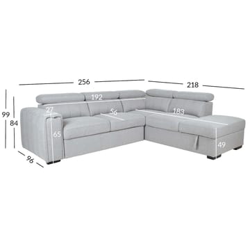 Hjørnesovesofa Selmar Høyre - Grå - Møbler - Sofaer - Sovesofaer
