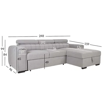 Hjørnesovesofa Selmar Høyre - Grå - Møbler - Sofaer - Sovesofaer