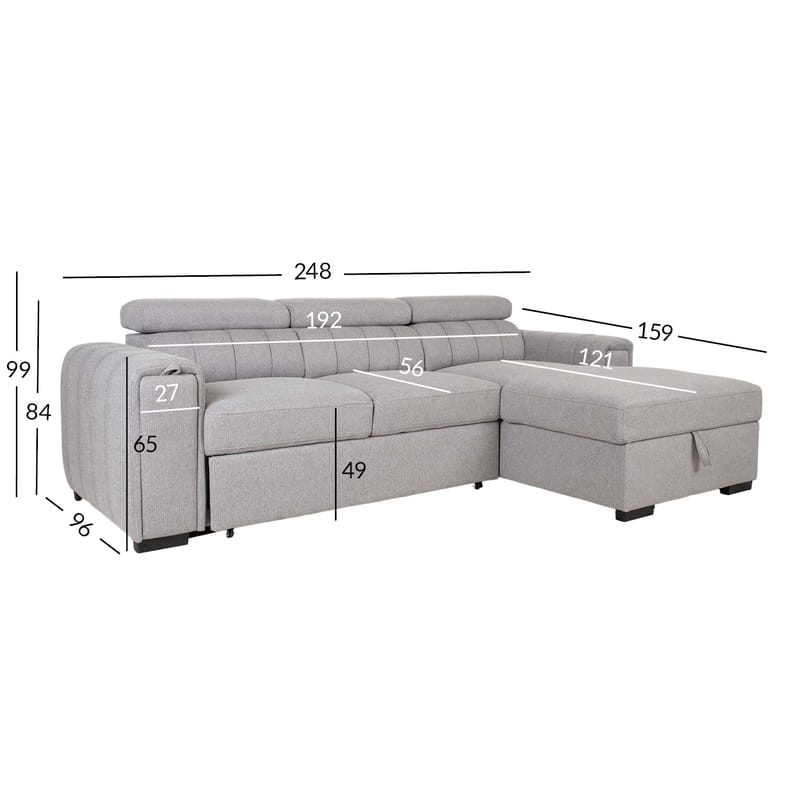 Hjørnesovesofa Selmar Høyre - Grå - Møbler - Sofaer - Sovesofaer
