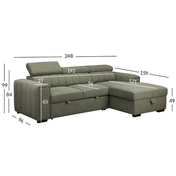 Hjørnesovesofa Selmar Høyre - Lysegrønn - Møbler - Sofaer - Sovesofaer