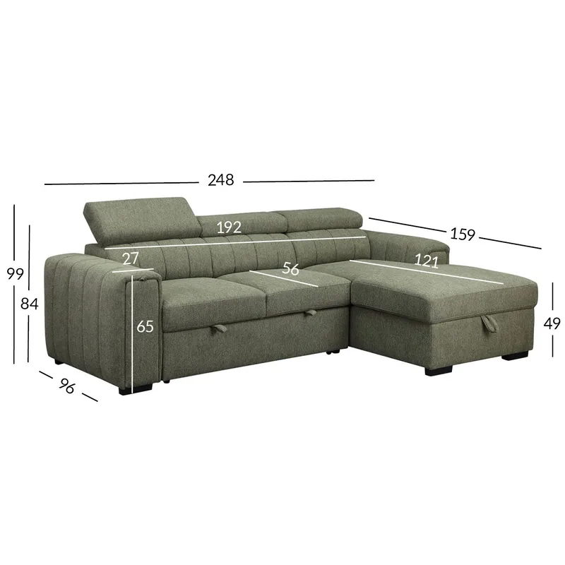Hjørnesovesofa Selmar Høyre - Lysegrønn - Møbler - Sofaer - Sovesofaer