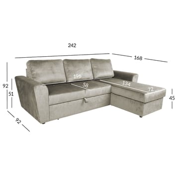 Hjørnesovesofa Tjörnö fløyel - beige fløyel - Møbler - Sofaer - Sovesofaer