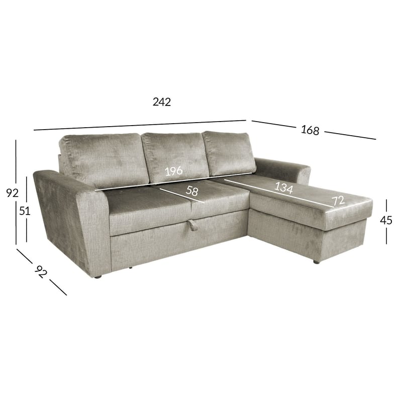 Hjørnesovesofa Tjörnö fløyel - beige fløyel - Møbler - Sofaer - Sovesofaer
