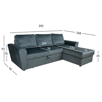 Hjørnesovesofa Tjörnö - Grønn fløyel - Møbler - Sofaer - Sovesofaer