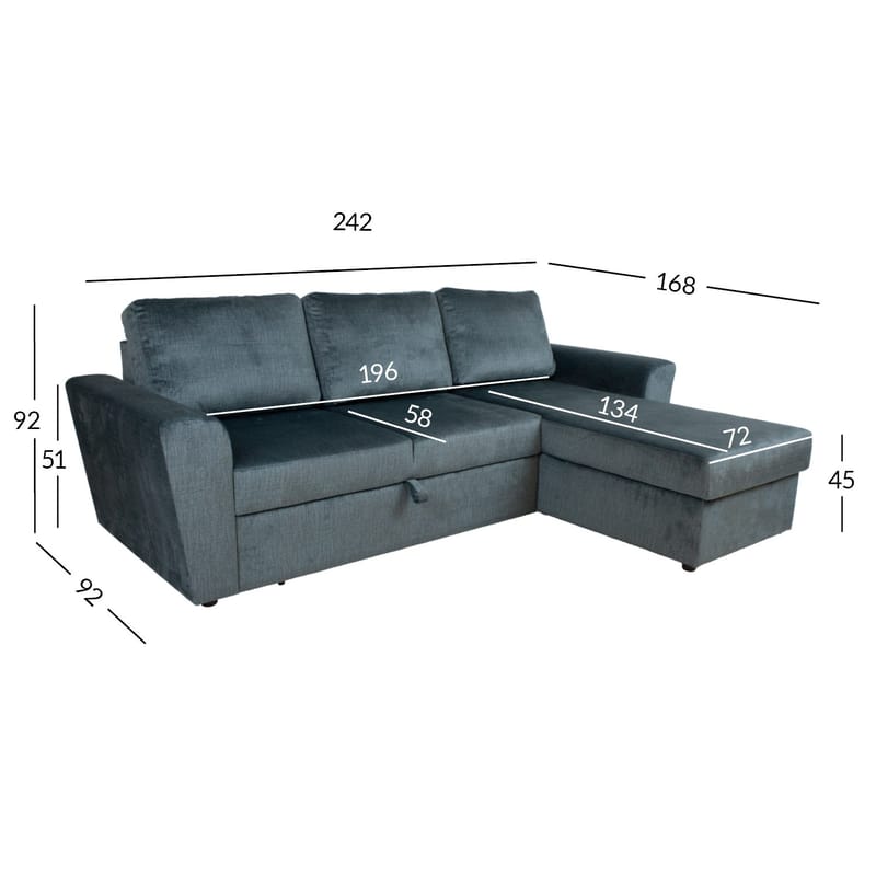Hjørnesovesofa Tjörnö - Grønn fløyel - Møbler - Sofaer - Sovesofaer