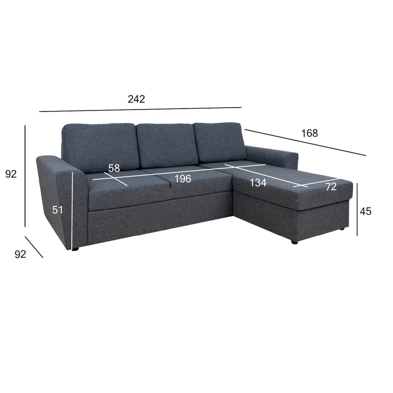 Hjørnesovesofa Tjörnö - Mørk grå - Møbler - Sofaer - Sovesofaer