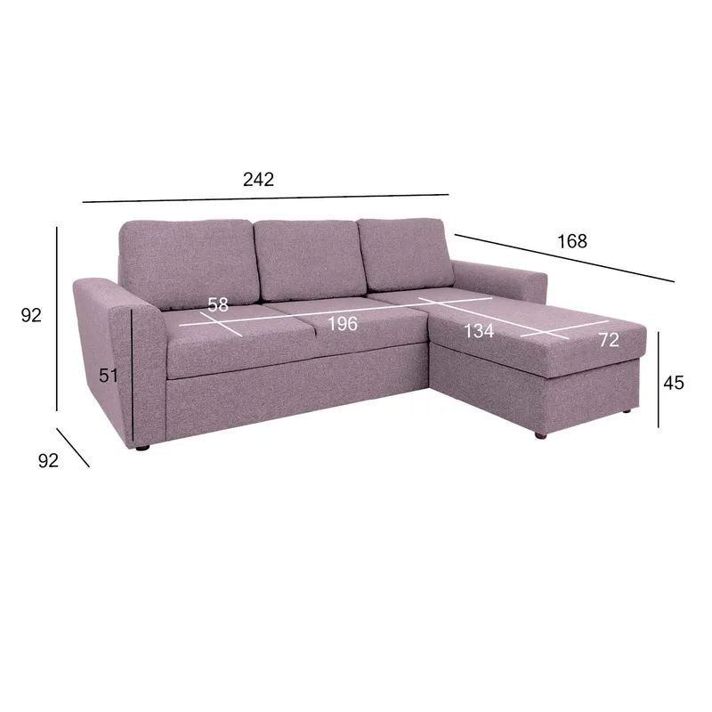 Hjørnesovesofa Tjörnö - Vintage rosa - Møbler - Sofaer - Sovesofaer