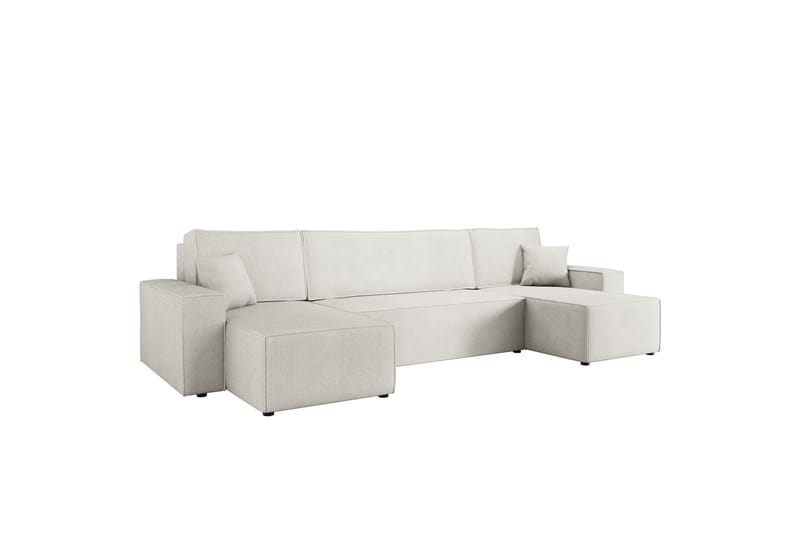 Hobson Sovesofa med Dobbel Sjeselong 4-seter i Plysj - Hvit - Møbler - Sofaer - Sovesofaer