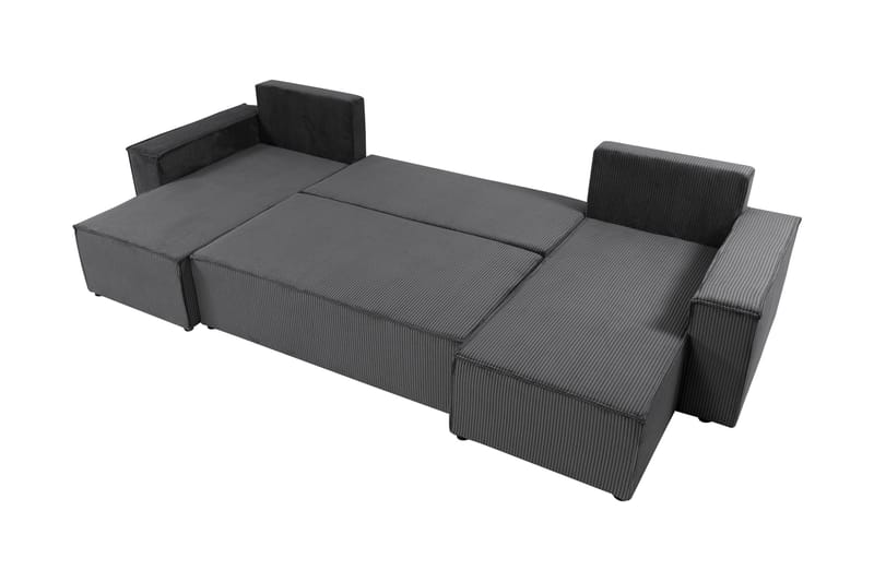 Hobson Sovesofa med Dobbel Sjeselong 4-seter i Plysj - Beige - Møbler - Sofaer - Sovesofaer