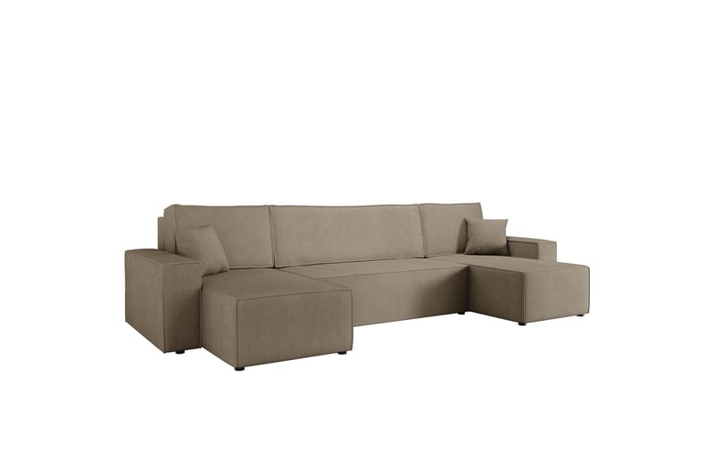 Hobson Sovesofa med Dobbel Sjeselong 4-seter i Plysj - Brun - Møbler - Sofaer - Sovesofaer