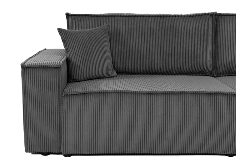 Hobson Sovesofa med Dobbel Sjeselong 4-seter i Plysj - Grå - Møbler - Sofaer - Sovesofaer
