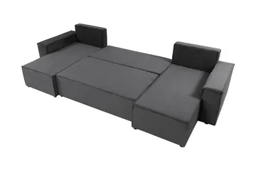 Hobson Sovesofa med Dobbel Sjeselong 4-seter i Plysj - Grå - Møbler - Sofaer - Sovesofaer