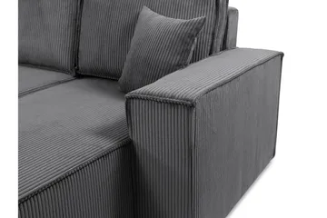 Hobson Sovesofa med Dobbel Sjeselong 4-seter i Plysj - Grå - Møbler - Sofaer - Sovesofaer