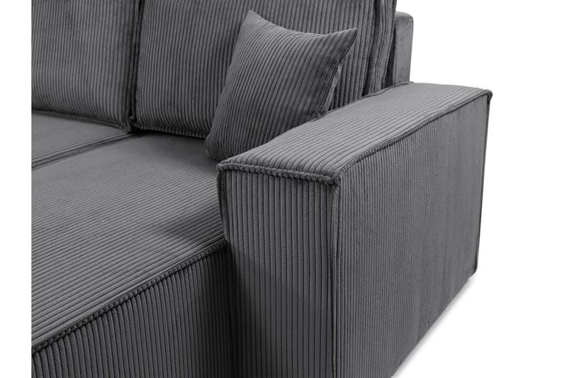 Hobson Sovesofa med Dobbel Sjeselong 4-seter i Plysj - Grå - Møbler - Sofaer - Sovesofaer