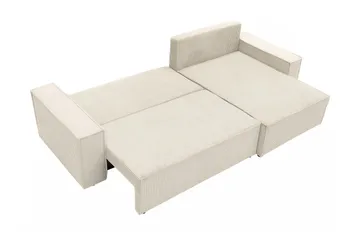 Hobson Sovesofa med Sjeselong 3-seter i Plysj - Grå - Møbler - Sofaer - Sovesofaer