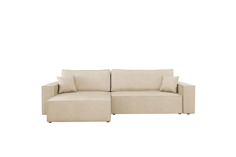 Hobson Sovesofa med Sjeselong 3-seter i Plysj - Beige - Møbler - Sofaer - Sovesofaer