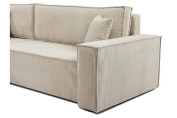 Hobson Sovesofa med Sjeselong 3-seter i Plysj - Beige - Møbler - Sofaer - Sovesofaer