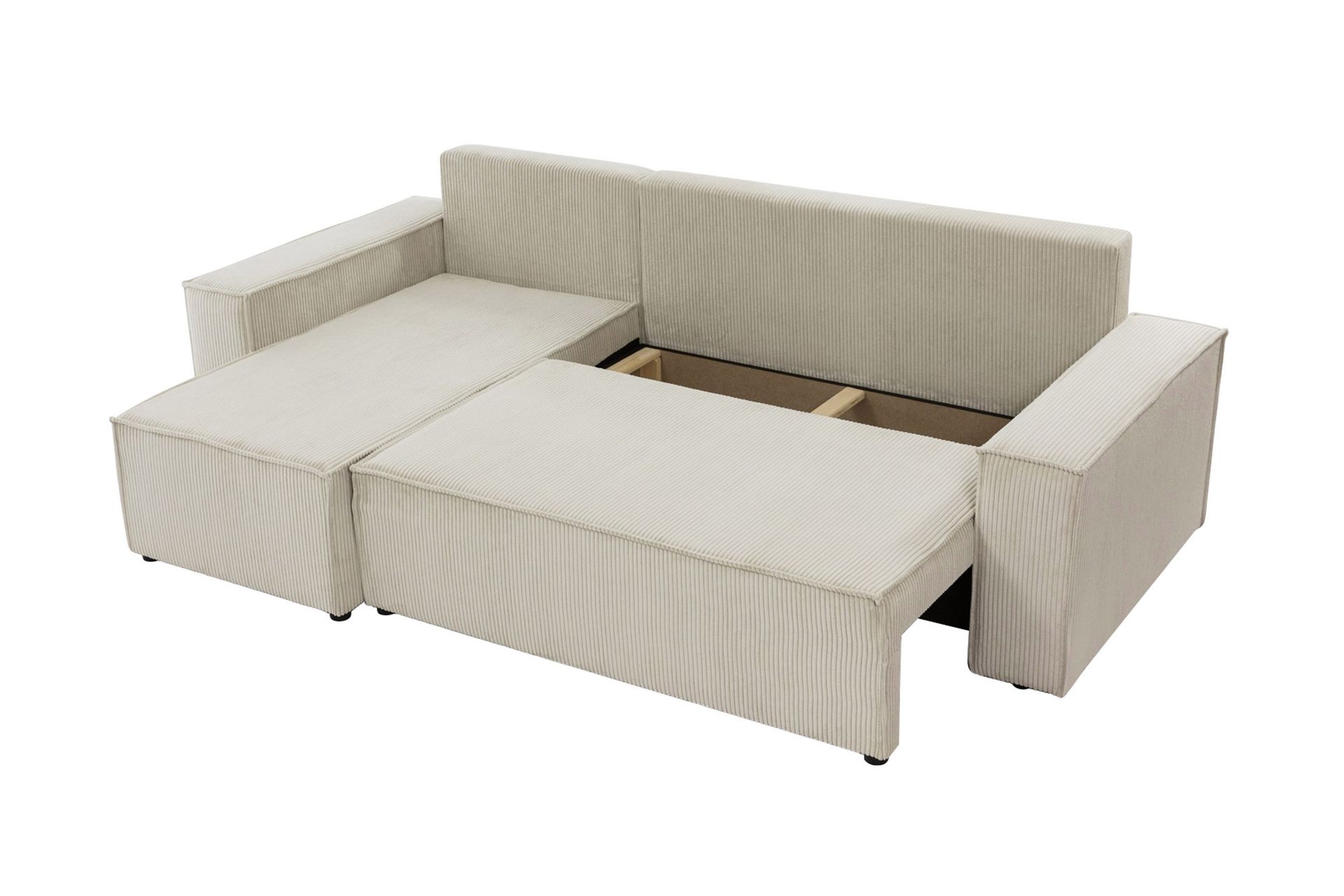 Hobson Sovesofa med Sjeselong 3-seter i Plysj - Beige - Møbler - Sofaer - Sovesofaer