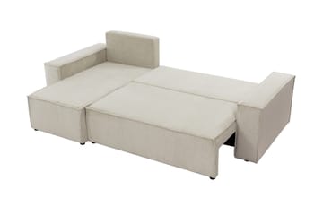 Hobson Sovesofa med Sjeselong 3-seter i Plysj - Beige - Møbler - Sofaer - Sovesofaer