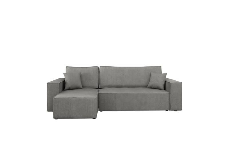 Hobson Sovesofa med Sjeselong 3-seter i Plysj - Grå - Møbler - Sofaer - Sovesofaer